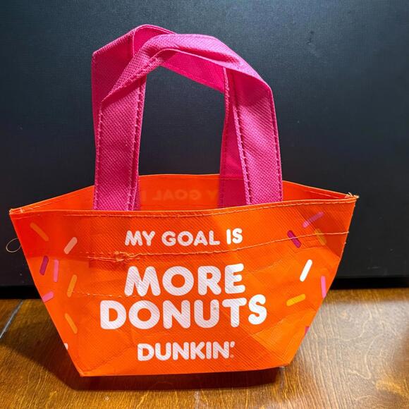 Dunkin Donuts Orange Donuts Mini Tote Bag - My Goal is More Donuts - Picture 2 of 16